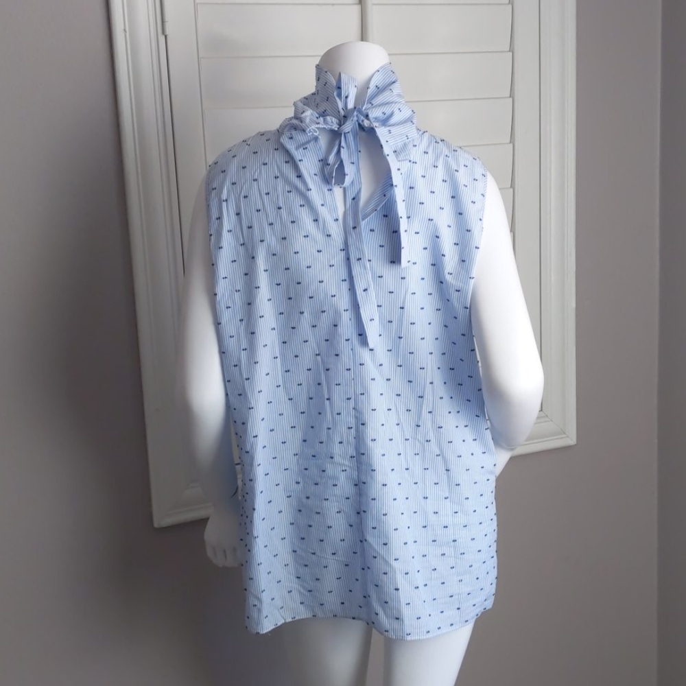 Vertigo Emma Pleated Striped Swiss Dot Blouse - Picture 8 of 8